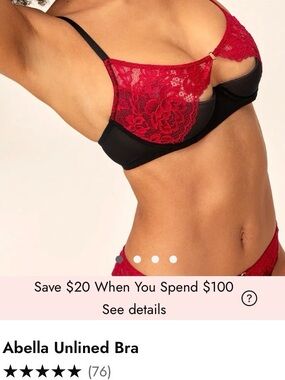 34DDD Red Lace Overlay Lined Bra
